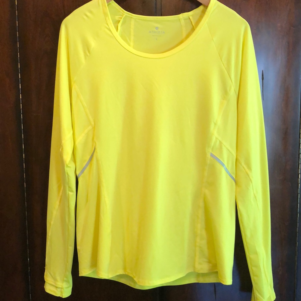 Athleta lemon yellow long sleeved sports shirt